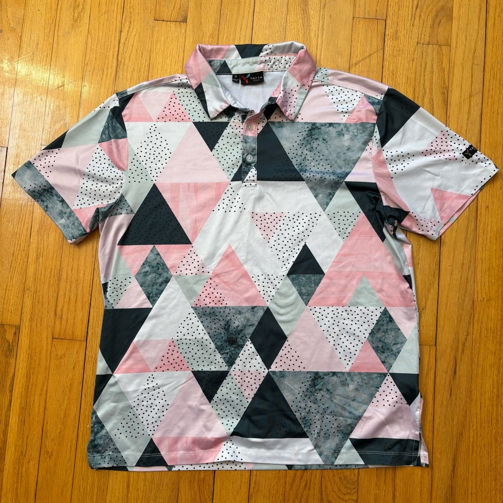 Yatta Birdie Dropper Men's Geometric Standout Performance Golf Polo Shirt Medium